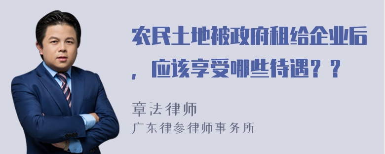 农民土地被政府租给企业后，应该享受哪些待遇？？