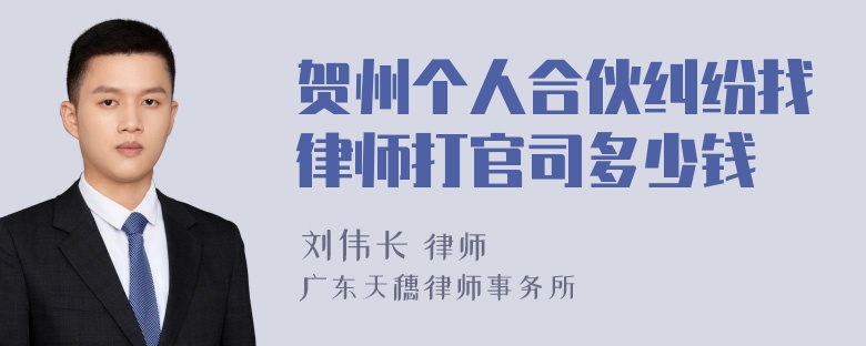 贺州个人合伙纠纷找律师打官司多少钱