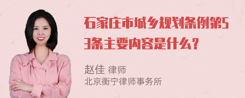 石家庄市城乡规划条例第53条主要内容是什么？