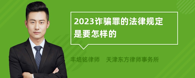 2023诈骗罪的法律规定是要怎样的