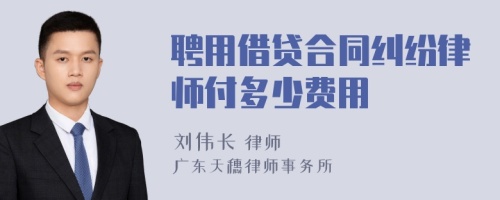 聘用借贷合同纠纷律师付多少费用