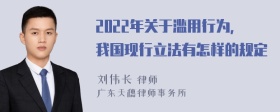 2022年关于滥用行为，我国现行立法有怎样的规定