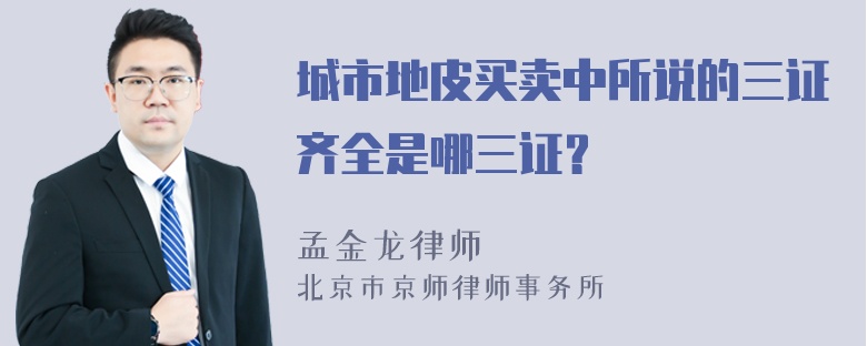 城市地皮买卖中所说的三证齐全是哪三证？