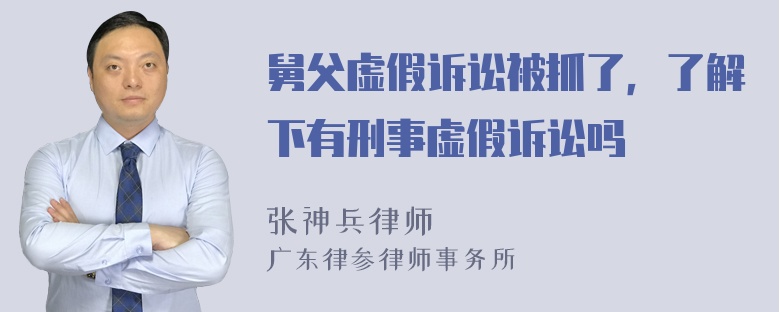 舅父虚假诉讼被抓了，了解下有刑事虚假诉讼吗