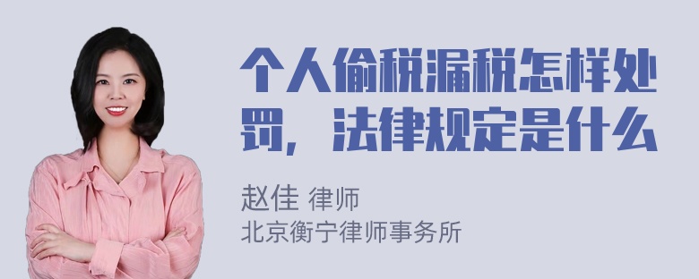 个人偷税漏税怎样处罚，法律规定是什么