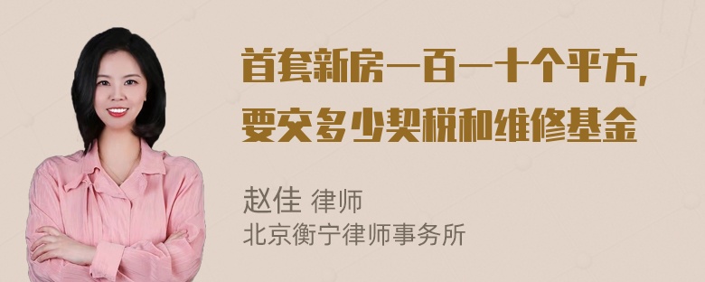 首套新房一百一十个平方，要交多少契税和维修基金–