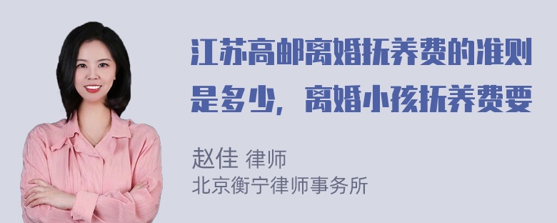 江苏高邮离婚抚养费的准则是多少，离婚小孩抚养费要