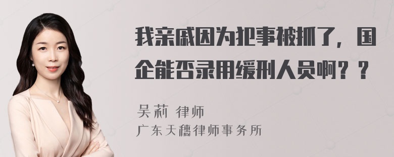 我亲戚因为犯事被抓了，国企能否录用缓刑人员啊？？