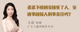 弟弟下班回家撞死了人，交通事故撞人刑事责任吗？