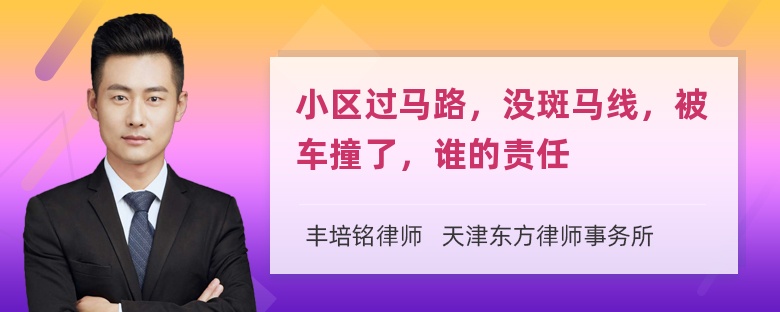 小区过马路，没斑马线，被车撞了，谁的责任