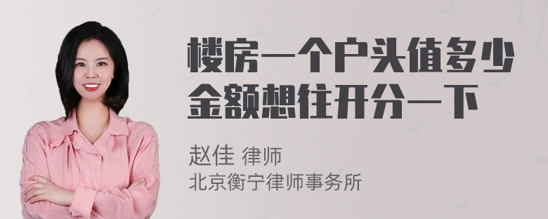 楼房一个户头值多少金额想往开分一下