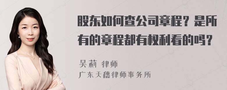 股东如何查公司章程？是所有的章程都有权利看的吗？