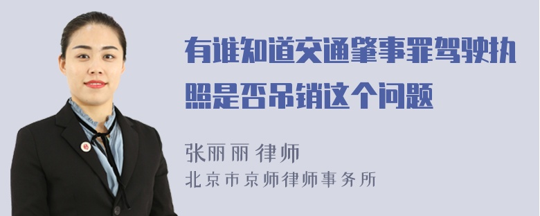 有谁知道交通肇事罪驾驶执照是否吊销这个问题