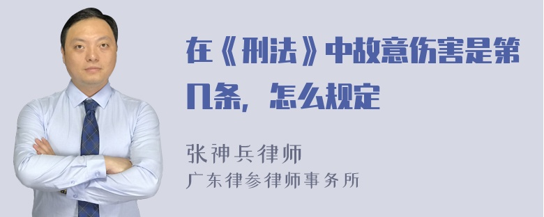 在《刑法》中故意伤害是第几条，怎么规定