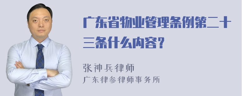 广东省物业管理条例第二十三条什么内容？