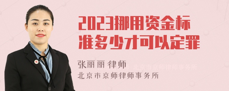 2023挪用资金标准多少才可以定罪