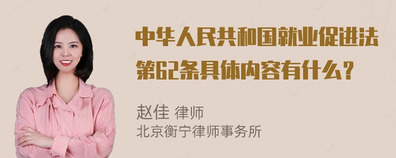 中华人民共和国就业促进法第62条具体内容有什么？