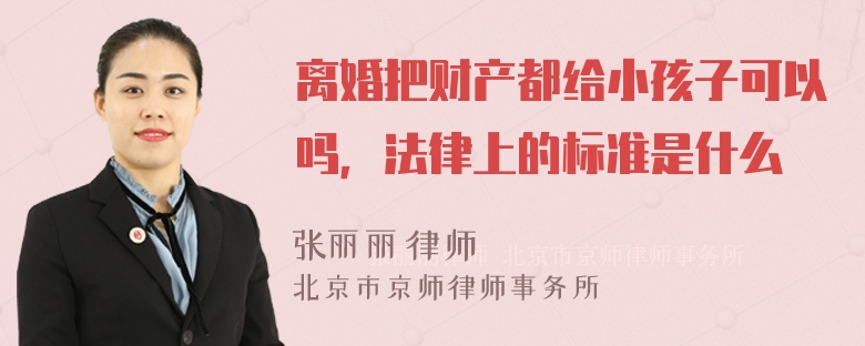 离婚把财产都给小孩子可以吗，法律上的标准是什么