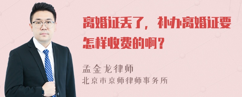 离婚证丢了，补办离婚证要怎样收费的啊？