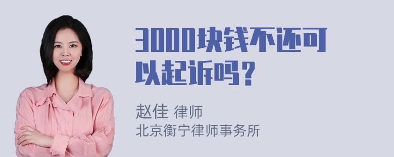 3000块钱不还可以起诉吗？