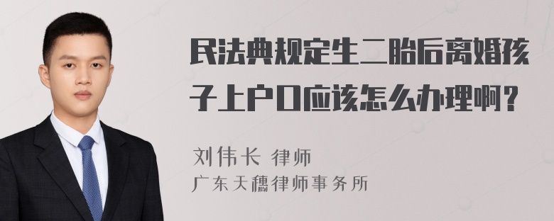 民法典规定生二胎后离婚孩子上户口应该怎么办理啊？