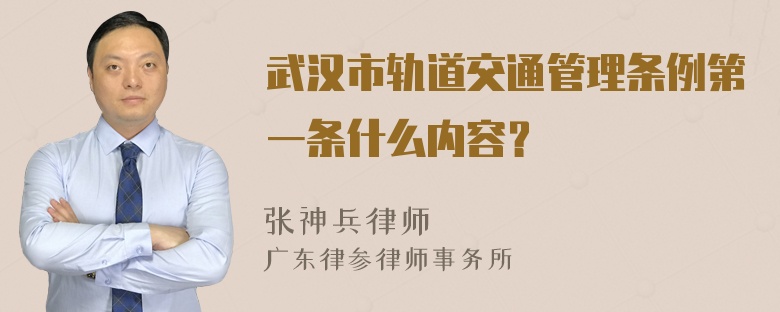 武汉市轨道交通管理条例第一条什么内容？