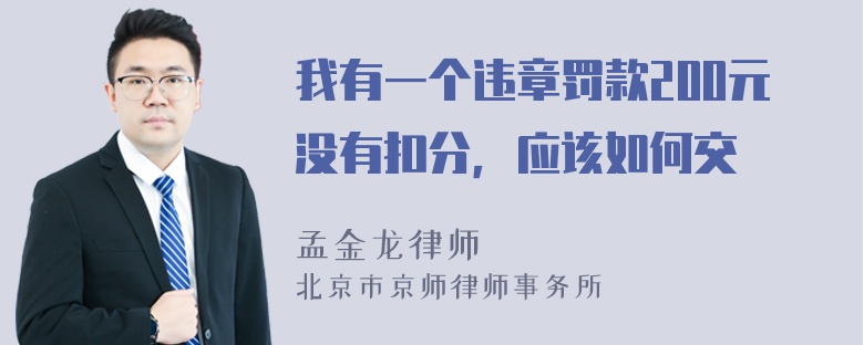 我有一个违章罚款200元没有扣分，应该如何交