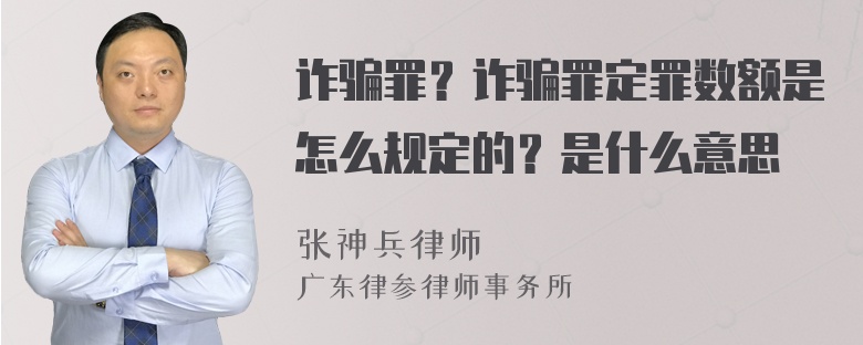 诈骗罪？诈骗罪定罪数额是怎么规定的？是什么意思