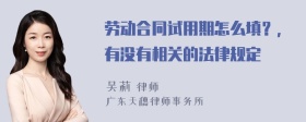 劳动合同试用期怎么填？，有没有相关的法律规定