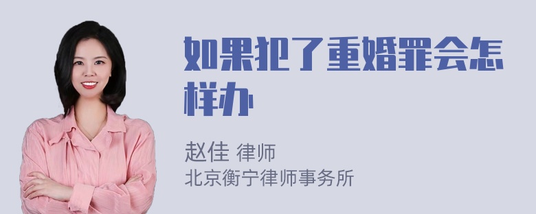 如果犯了重婚罪会怎样办