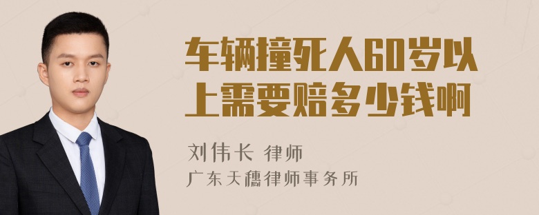 车辆撞死人60岁以上需要赔多少钱啊