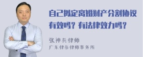 自己拟定离婚财产分割协议有效吗？有法律效力吗？