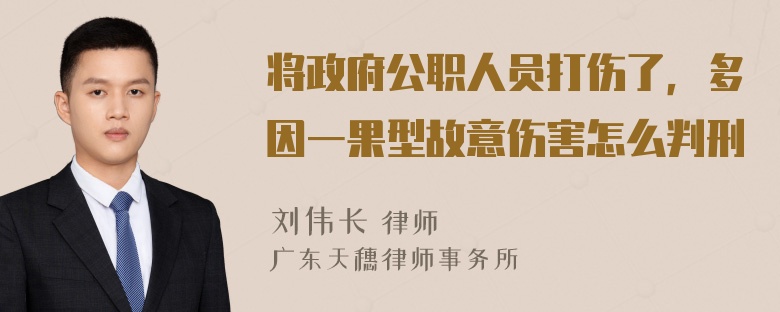 将政府公职人员打伤了，多因一果型故意伤害怎么判刑