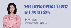 农村自建房办理房产证需要交土地出让金吗