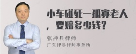 小车碰死一孤寡老人，要赔多少钱？