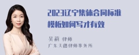 2023辽宁集体合同标准模板如何写才有效