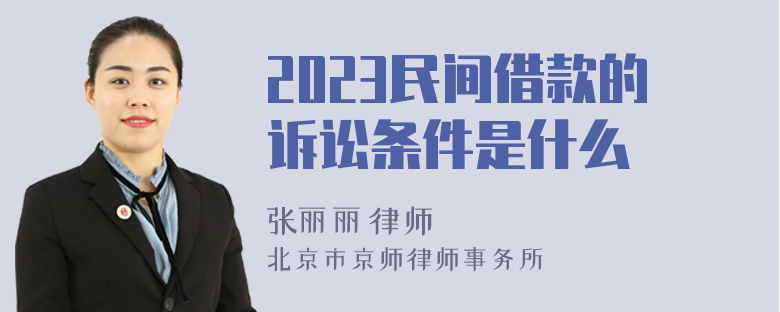 2023民间借款的诉讼条件是什么