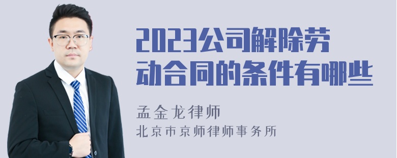 2023公司解除劳动合同的条件有哪些