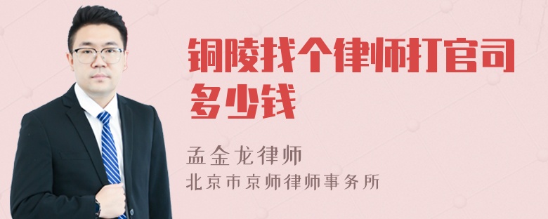 铜陵找个律师打官司多少钱