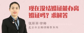 现在没结婚证能办离婚证吗？求解答