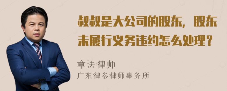 叔叔是大公司的股东，股东未履行义务违约怎么处理？