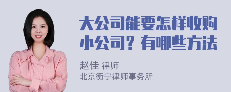 大公司能要怎样收购小公司？有哪些方法