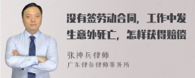 没有签劳动合同，工作中发生意外死亡，怎样获得赔偿