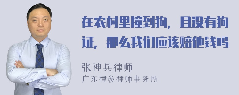 在农村里撞到狗，且没有狗证，那么我们应该赔他钱吗