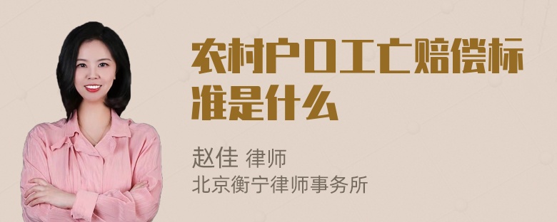 农村户口工亡赔偿标准是什么