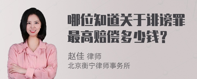 哪位知道关于诽谤罪最高赔偿多少钱？