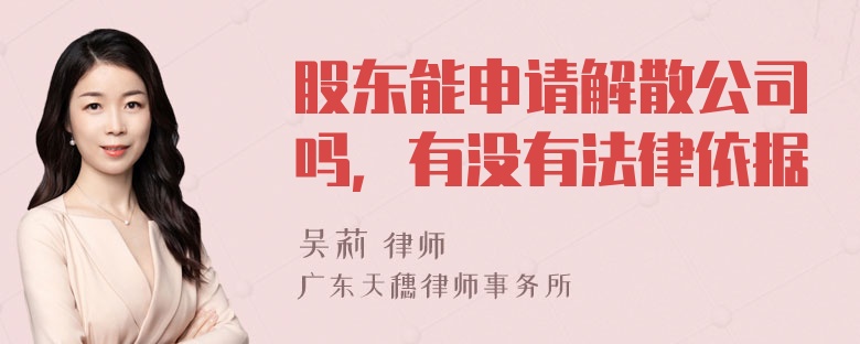 股东能申请解散公司吗，有没有法律依据