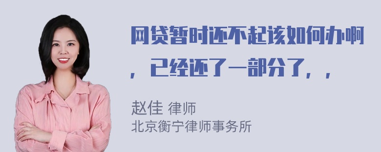 网贷暂时还不起该如何办啊，已经还了一部分了，，