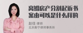 离婚房产分割起诉书案由可以是什么样的