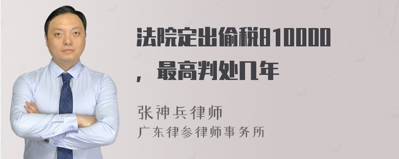 法院定出偷税810000，最高判处几年